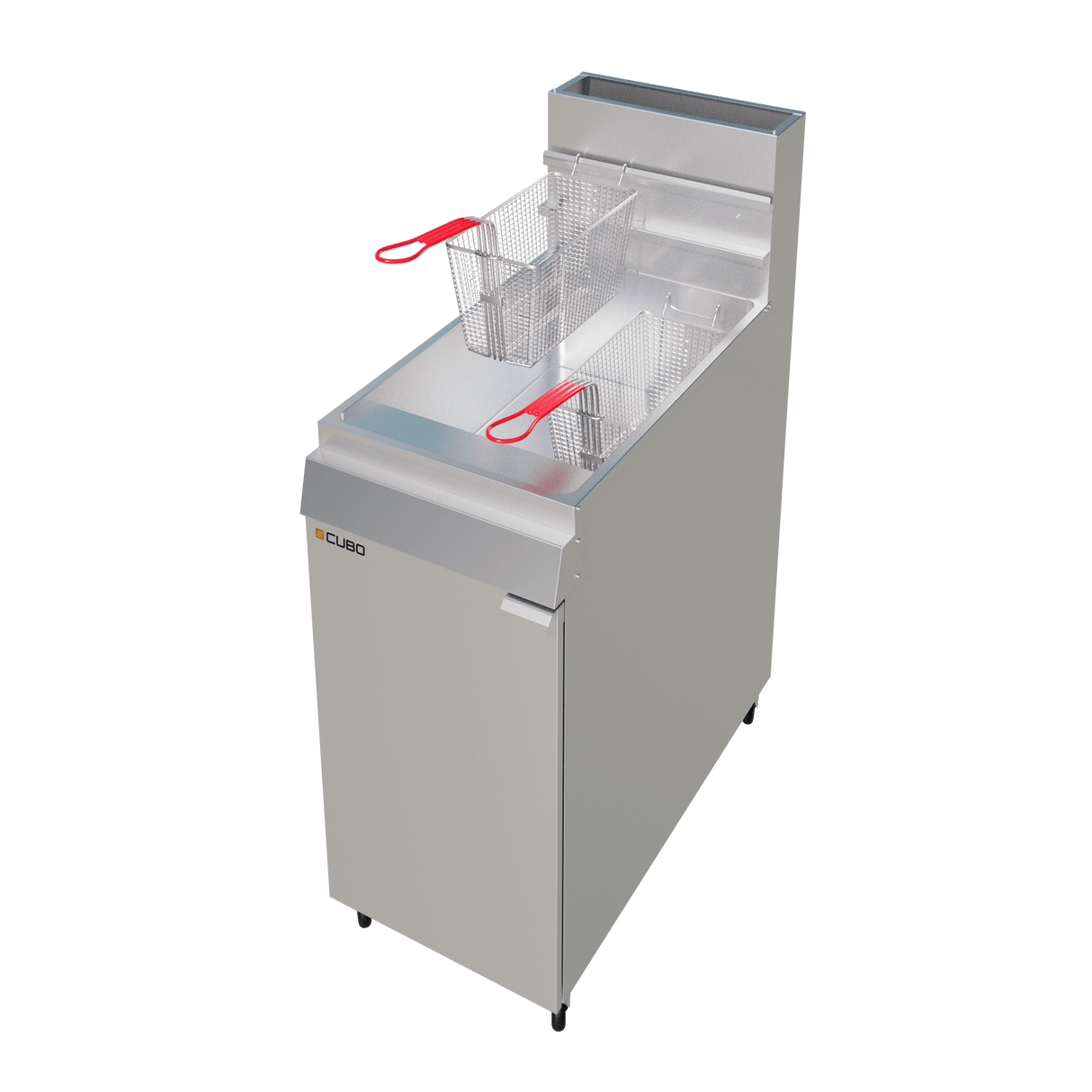CUBO Friteuse Gas 24L - Staand model - dubbele mand enkele tank - 3-pits - LPG conversieset - CS-MGEF-3-OZ