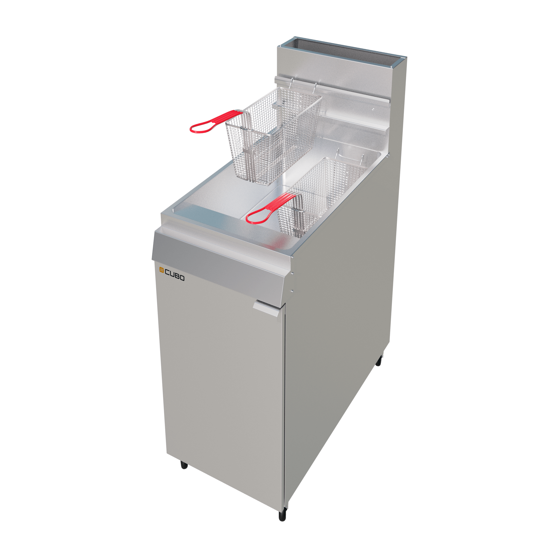 CUBO Friteuse Gas 24L - Staand model - dubbele mand enkele tank - 3-pits - LPG conversieset - CS-MGEF-3-OZ