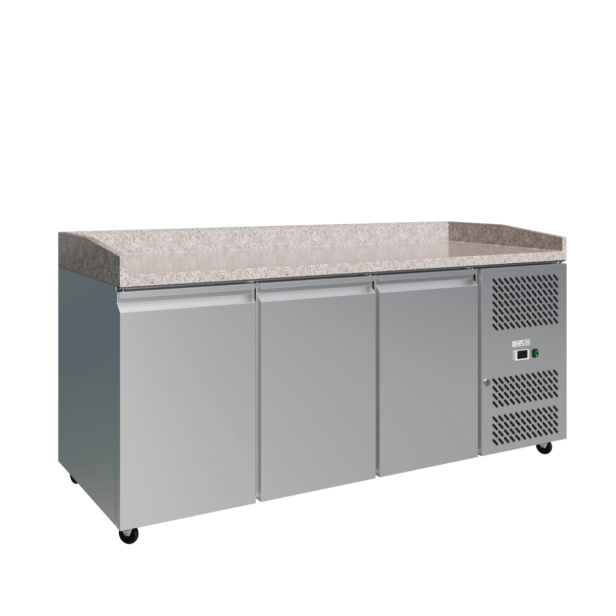 CUBO Pizza Cooling Table 580L - 3 Door Workbench - Stainless Steel - Granite Worksurface - 2020(W) x 800(D)mm - CS-PZ3600TN