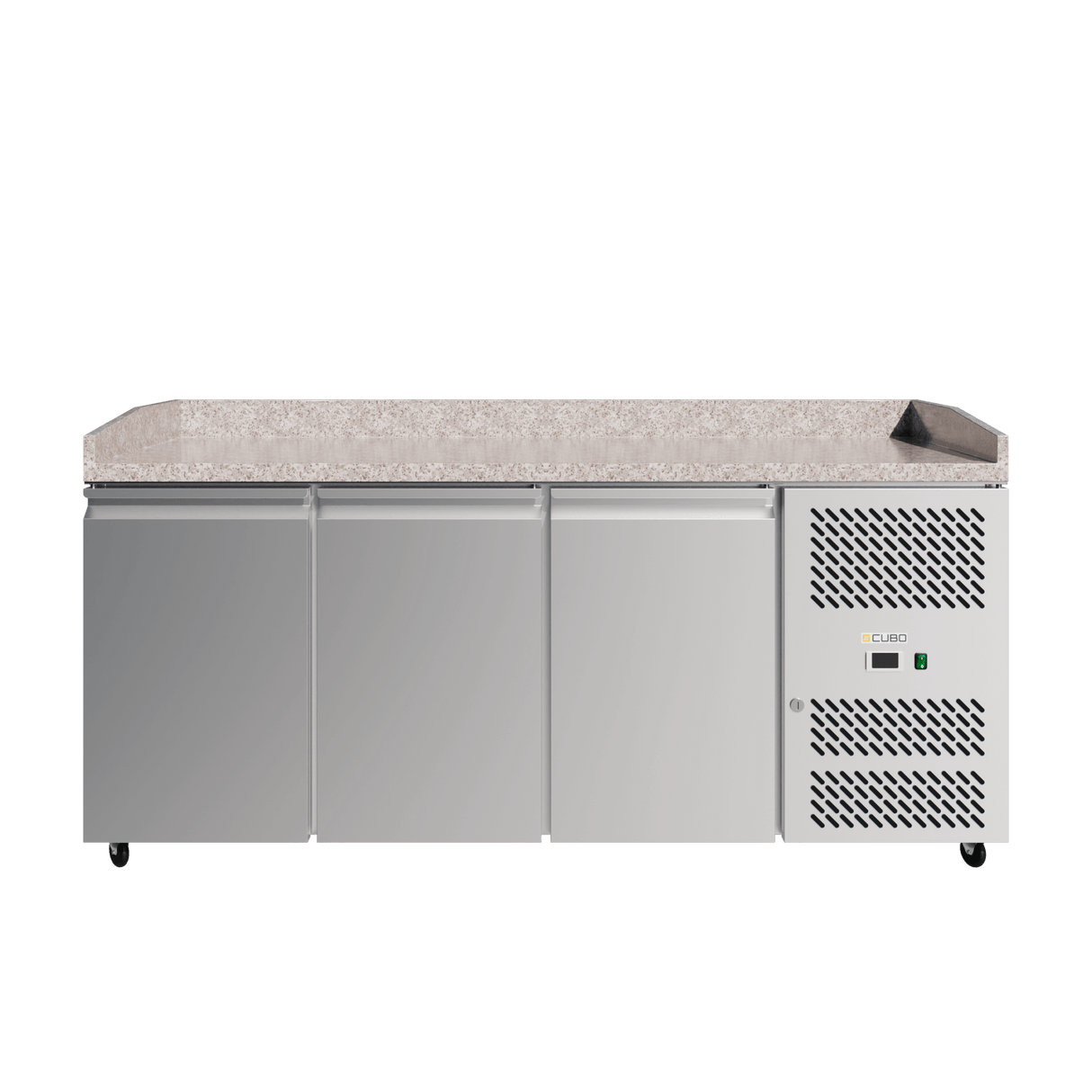 CUBO Pizza Cooling Table 580L - 3 Door Workbench - Stainless Steel - Granite Worksurface - 2020(W) x 800(D)mm - CS-PZ3600TN