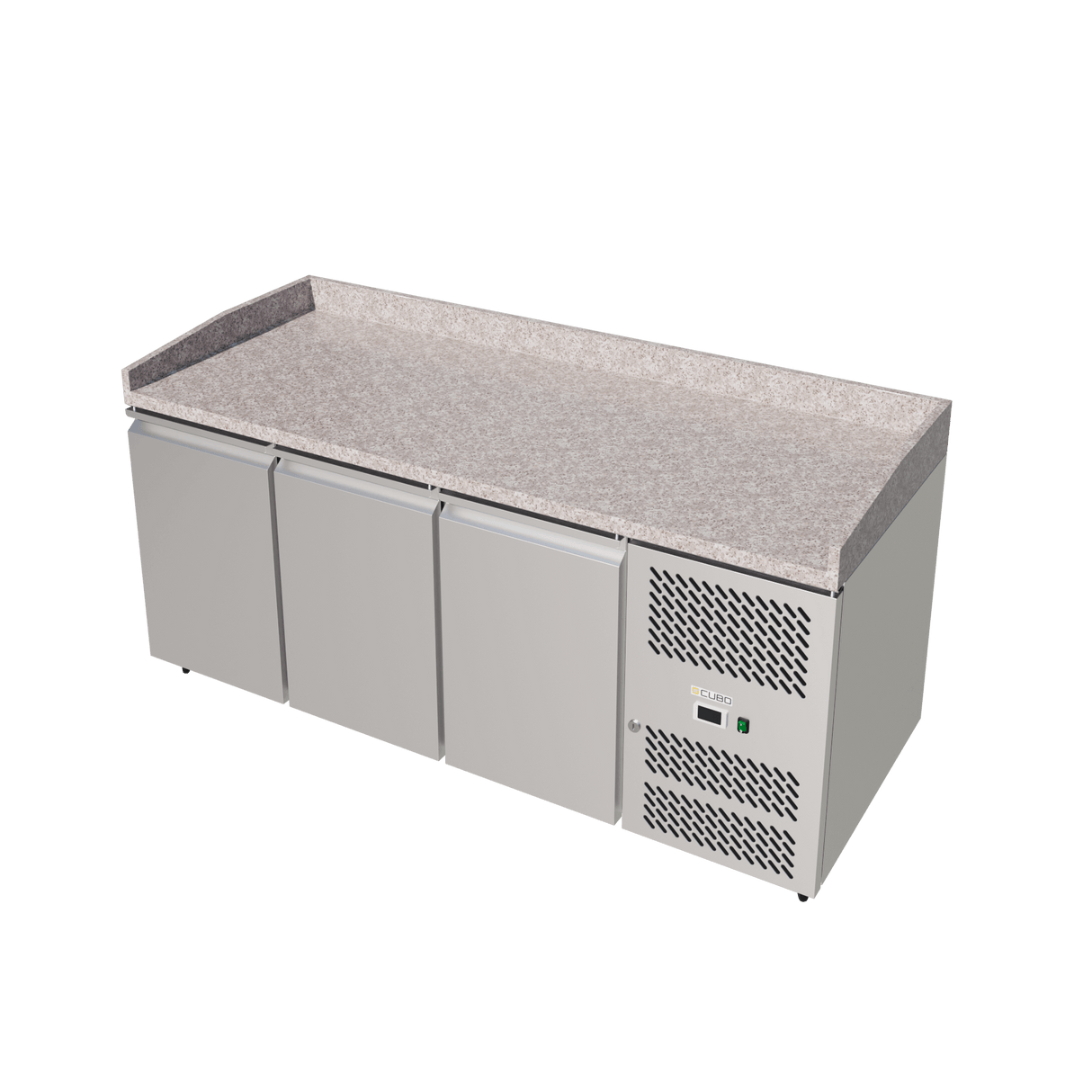 CUBO Pizza Cooling Table 580L - 3 Door Workbench - Stainless Steel - Granite Worksurface - 2020(W) x 800(D)mm - CS-PZ3600TN