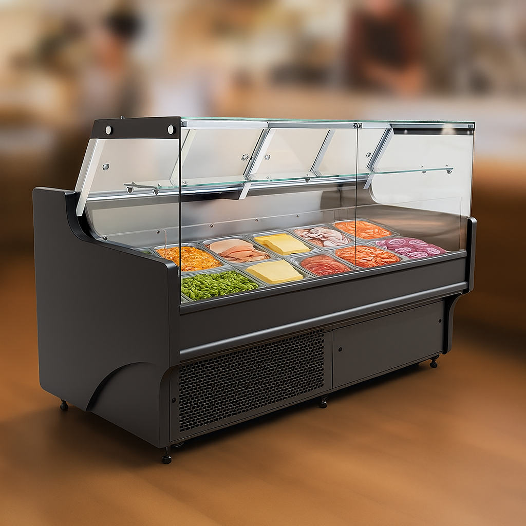 CUBO Serviertheke - Kühlvitrine - 1955 mm - 1 Ablage - LED-Beleuchtung - Schwarz - CS-SOC19