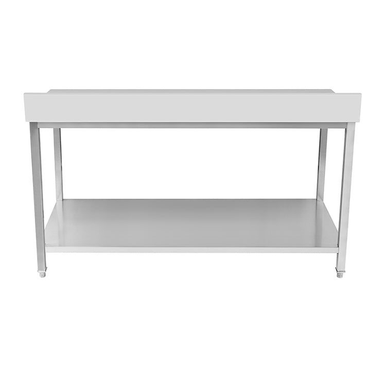 CUBO 2-stufiger Arbeitstisch aus Edelstahl 1400 mm mit Aufkantung CS-WT-1400