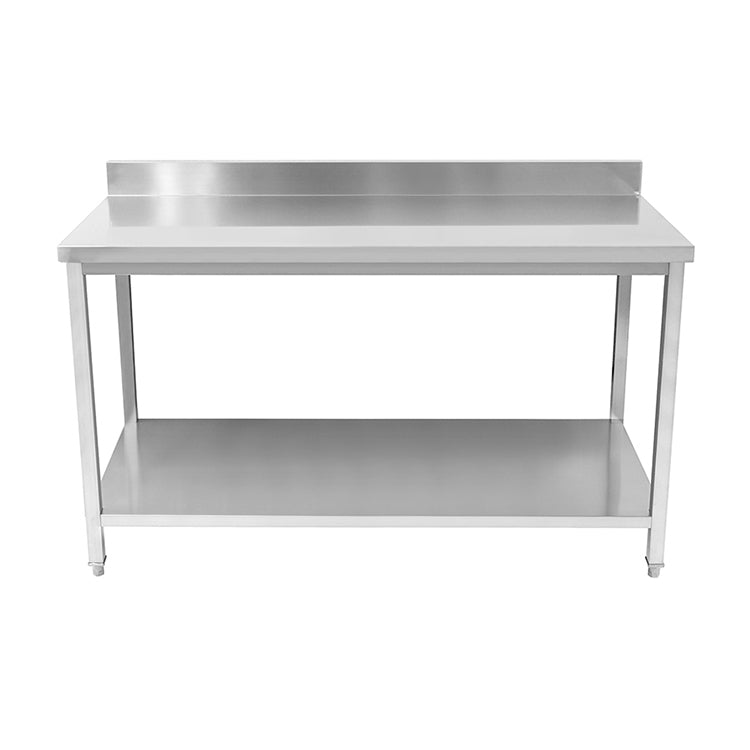 CUBO 2-stufiger Arbeitstisch aus Edelstahl 1400 mm mit Aufkantung CS-WT-1400