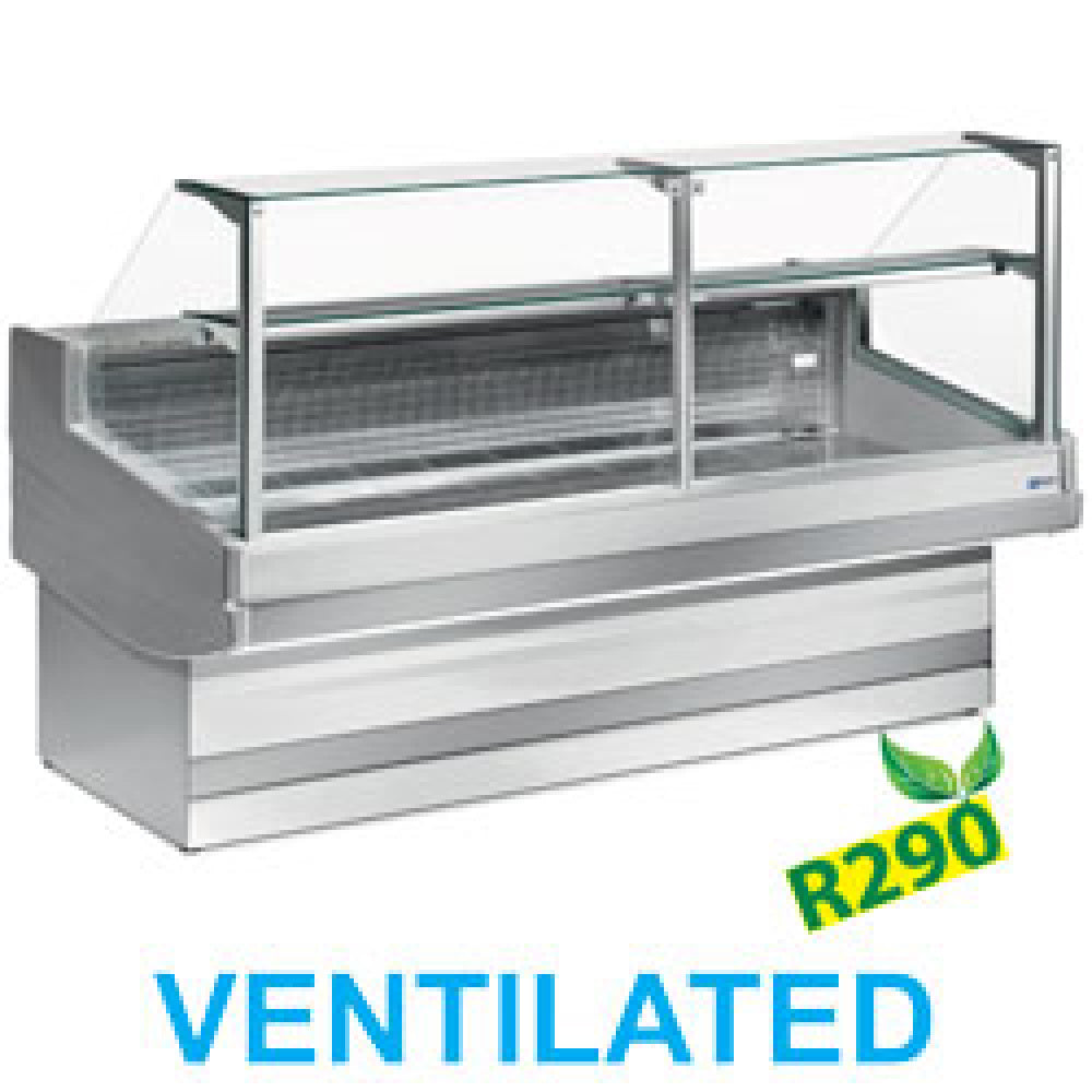 Diamond Ventilated refrigerated counter display with staight glass panel 90°, without storeroom - EB25/A1-VV/R2
