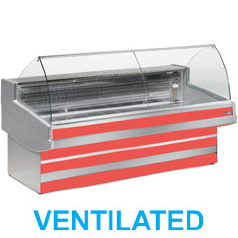 Diamond Ventilated refrigerated counter display with curved glass panel without storeroom - EB35/B3-VV