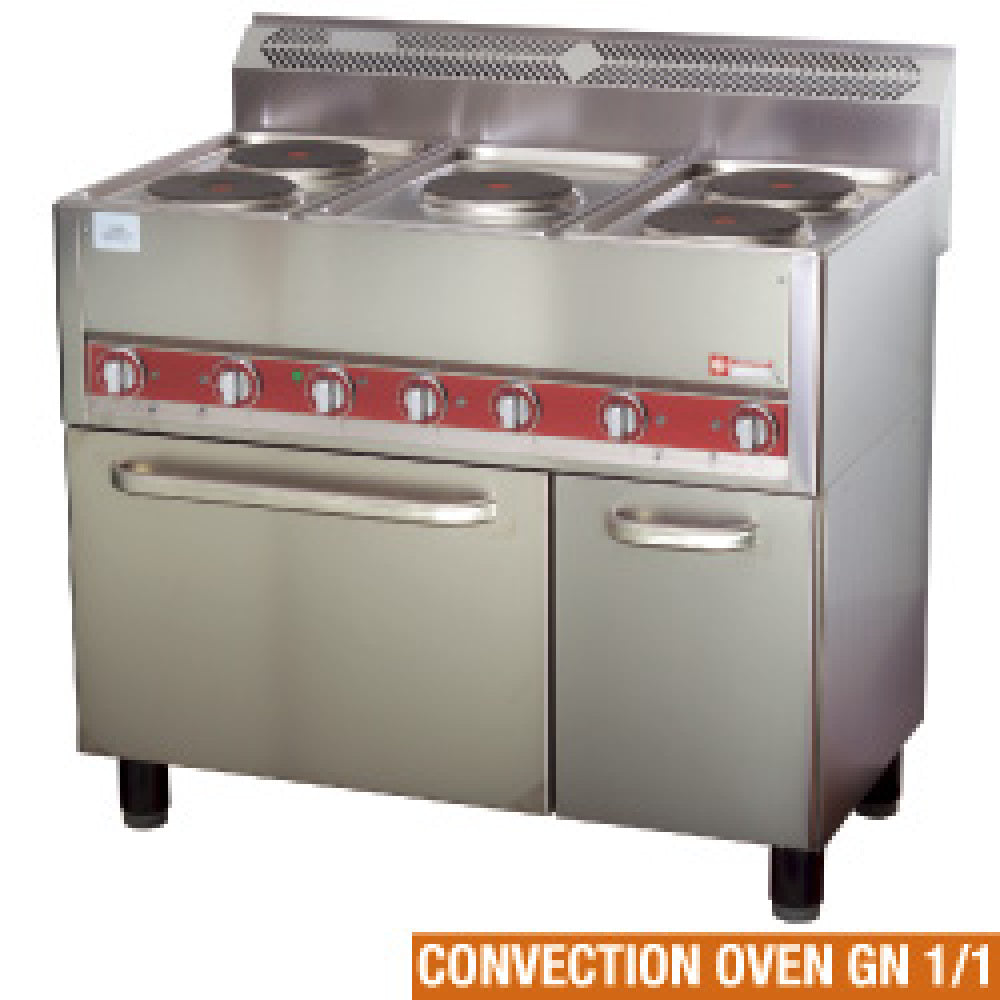 Diamond Electric range 5 plates, on convection oven 4x GN 1/1 - ES6/5PFVA-N