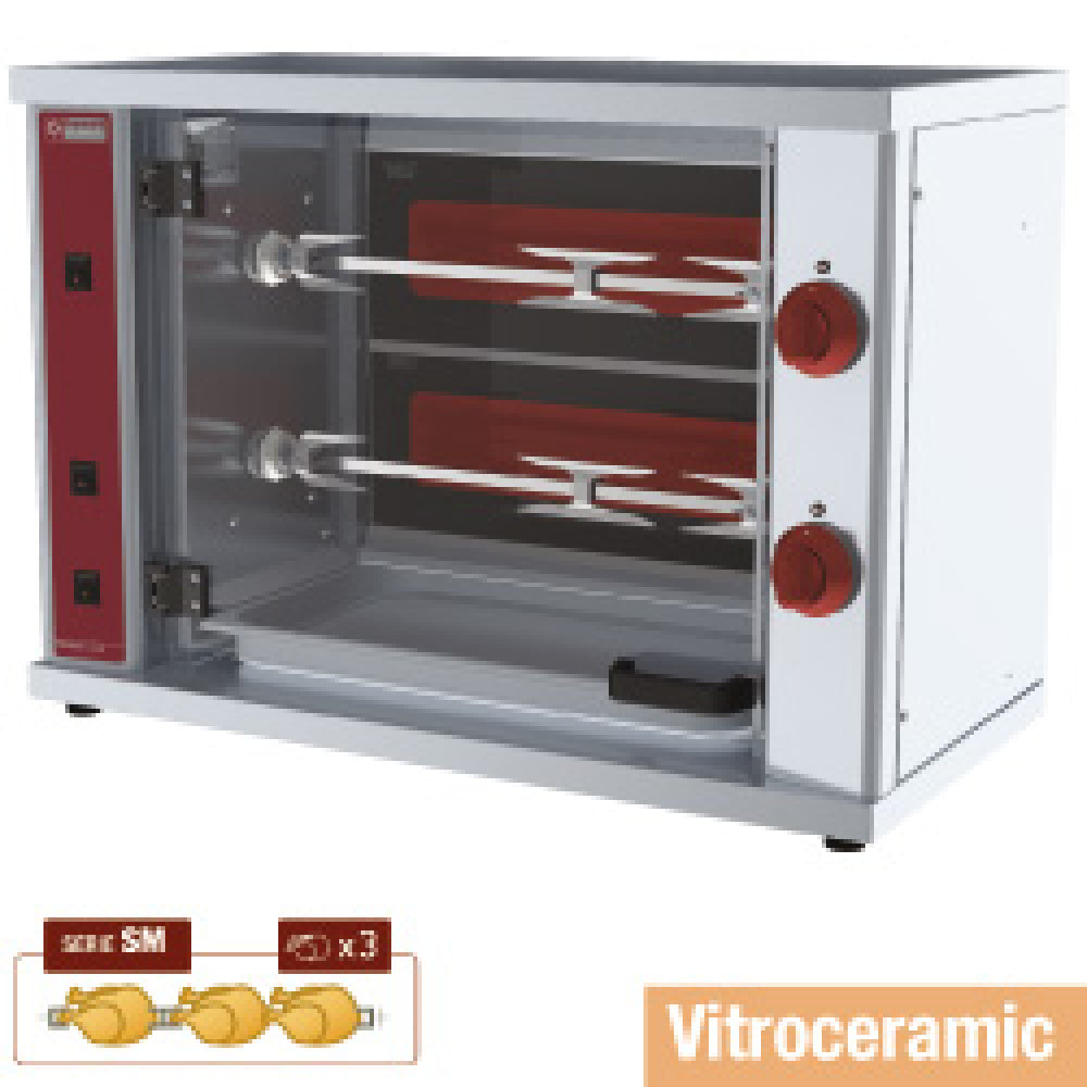 Diamond Vitroceramic chicken roaster, 2 spits (6 chickens) SMALL - RVE/2C-SM