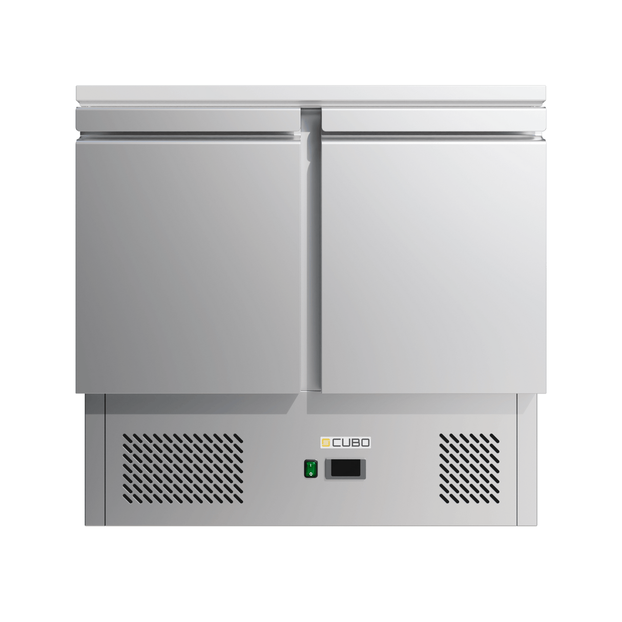 CUBO Saladette with Lid 240L - 2 Door Cooling Workbench - Stainless Steel - Includes GN pans - 900(W) x 700(D)mm - CS-S900