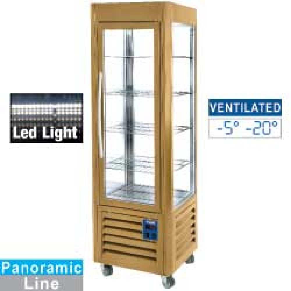 Diamond Panoramic display, 5 shelves, ventilated, 360 LT, Gold - SNE/GB-C1