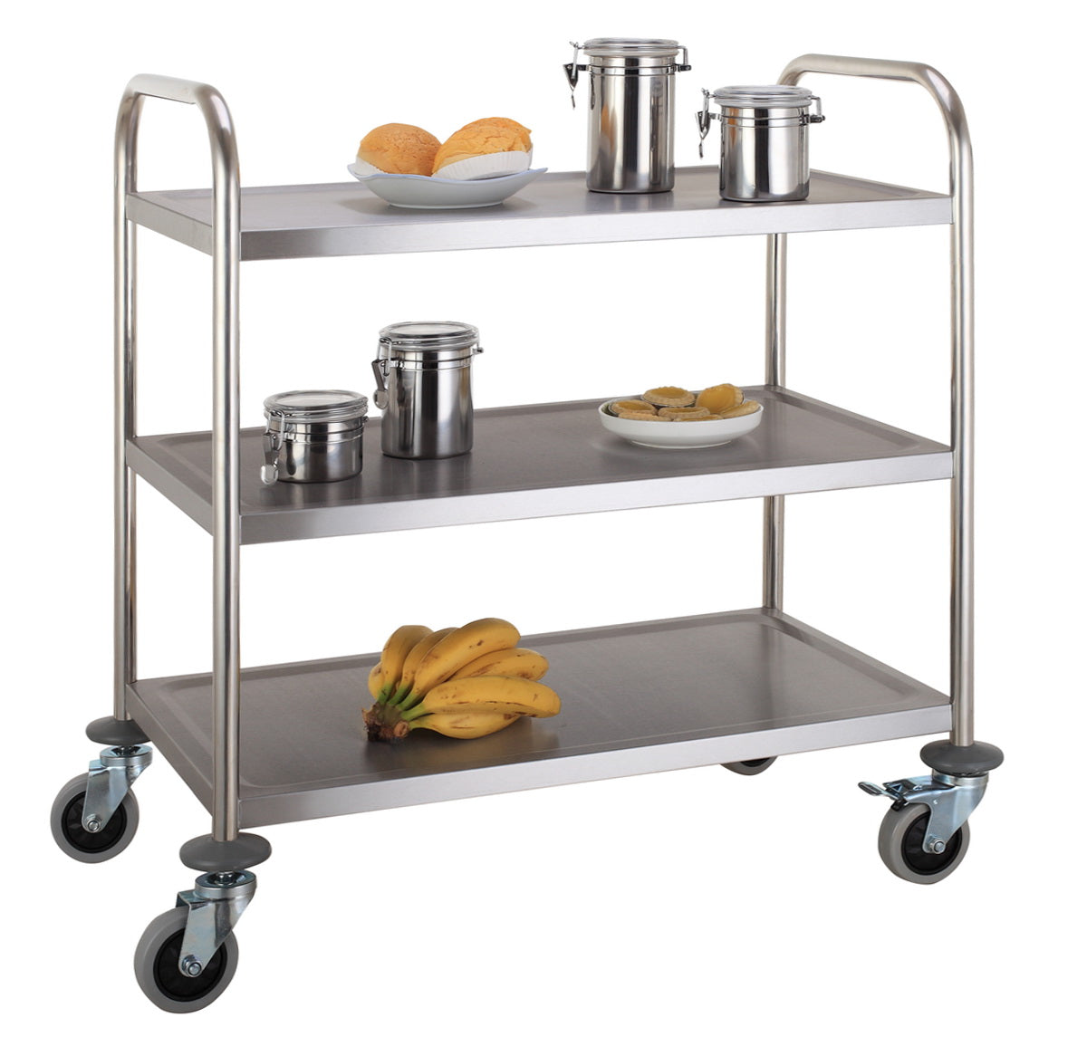 CUBO 3-laags trolley groot RVS CS-T3T