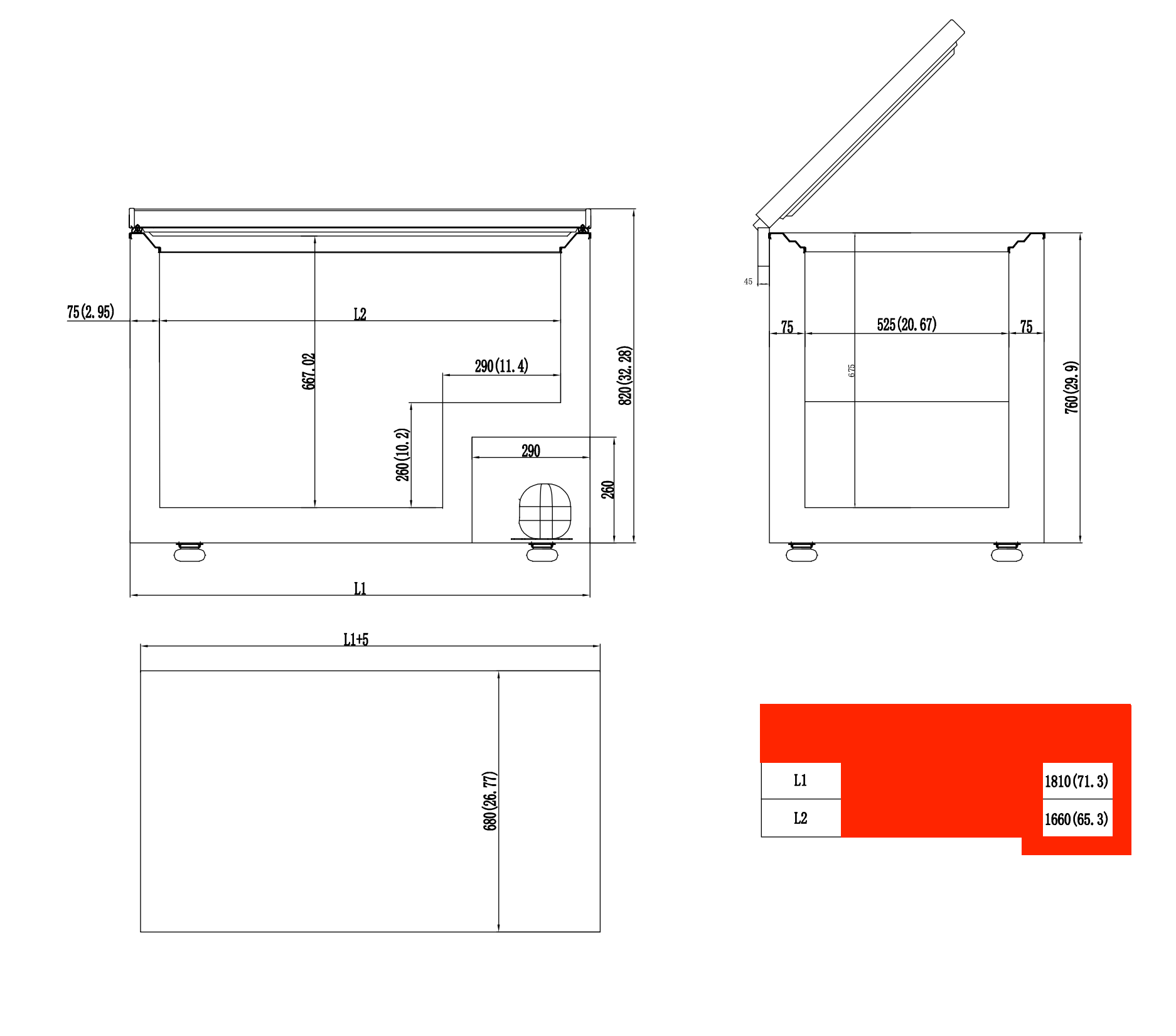 Cubo Diepvrieskist - RVS deksel - 550L - CS-CF650-WT