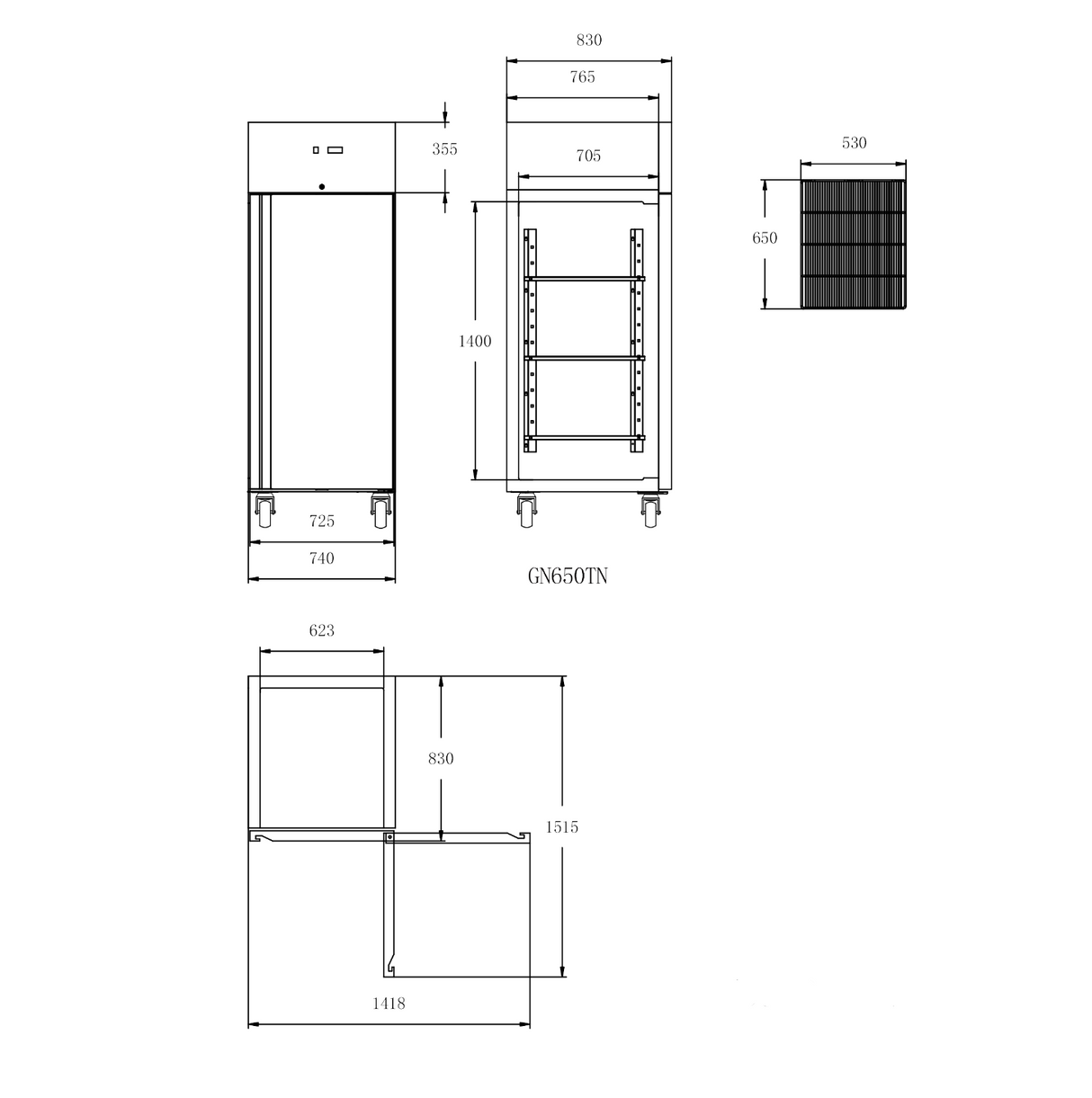 CUBO Storage Refrigerator 650L - 1 Door - Stainless Steel Upright - Fan Assisted Cooling - GN2/1 - CS-GN650TN