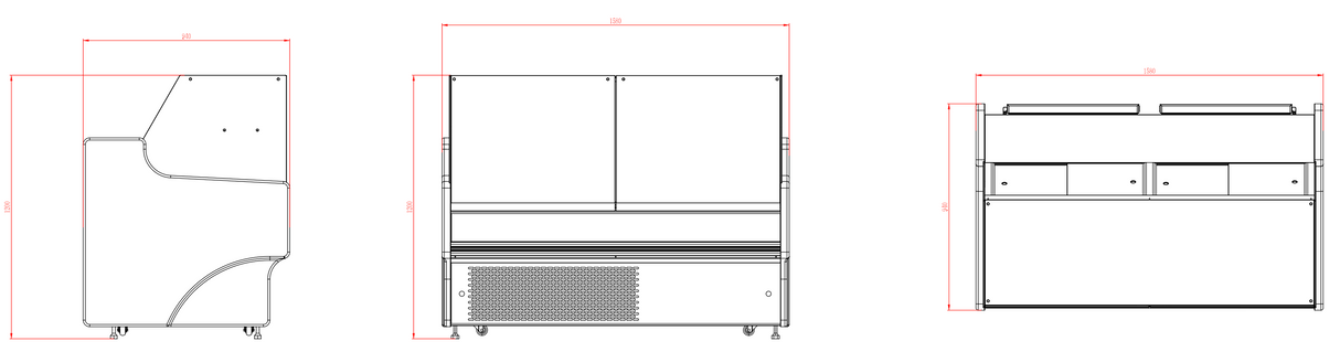 CUBO Kühltheke 1580 mm | Glasvitrine mit LED-Beleuchtung – CS-SOC15