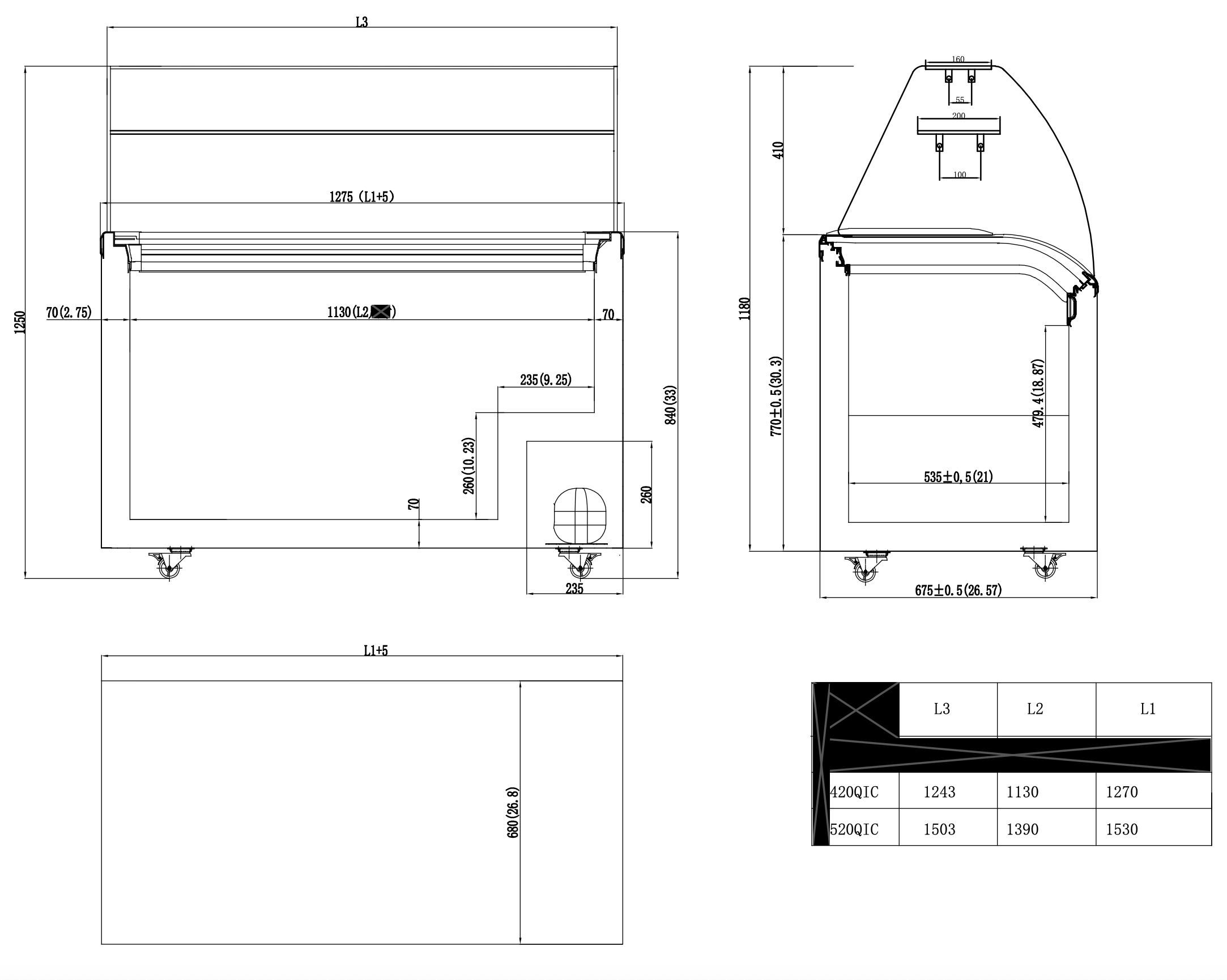 CUBO Ice Cream Serve Display Freezer 445L - 1530mm - Sliding Curved Glass Lid - 9 Pans and Storage Basket - CS-520QIC-GT