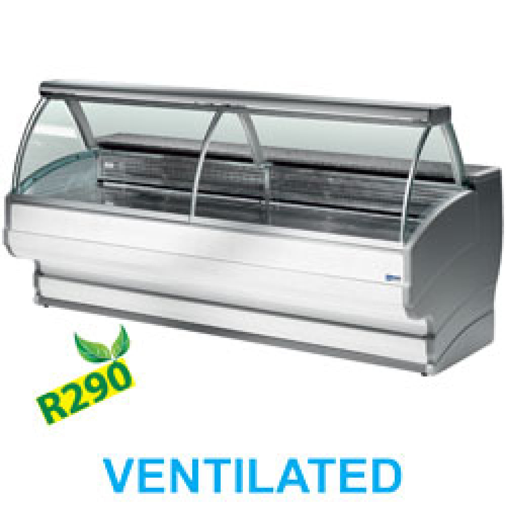 Diamond Refrigerated display counter curved glass, ventilated, with reserve - TO25/A1-VV/R2