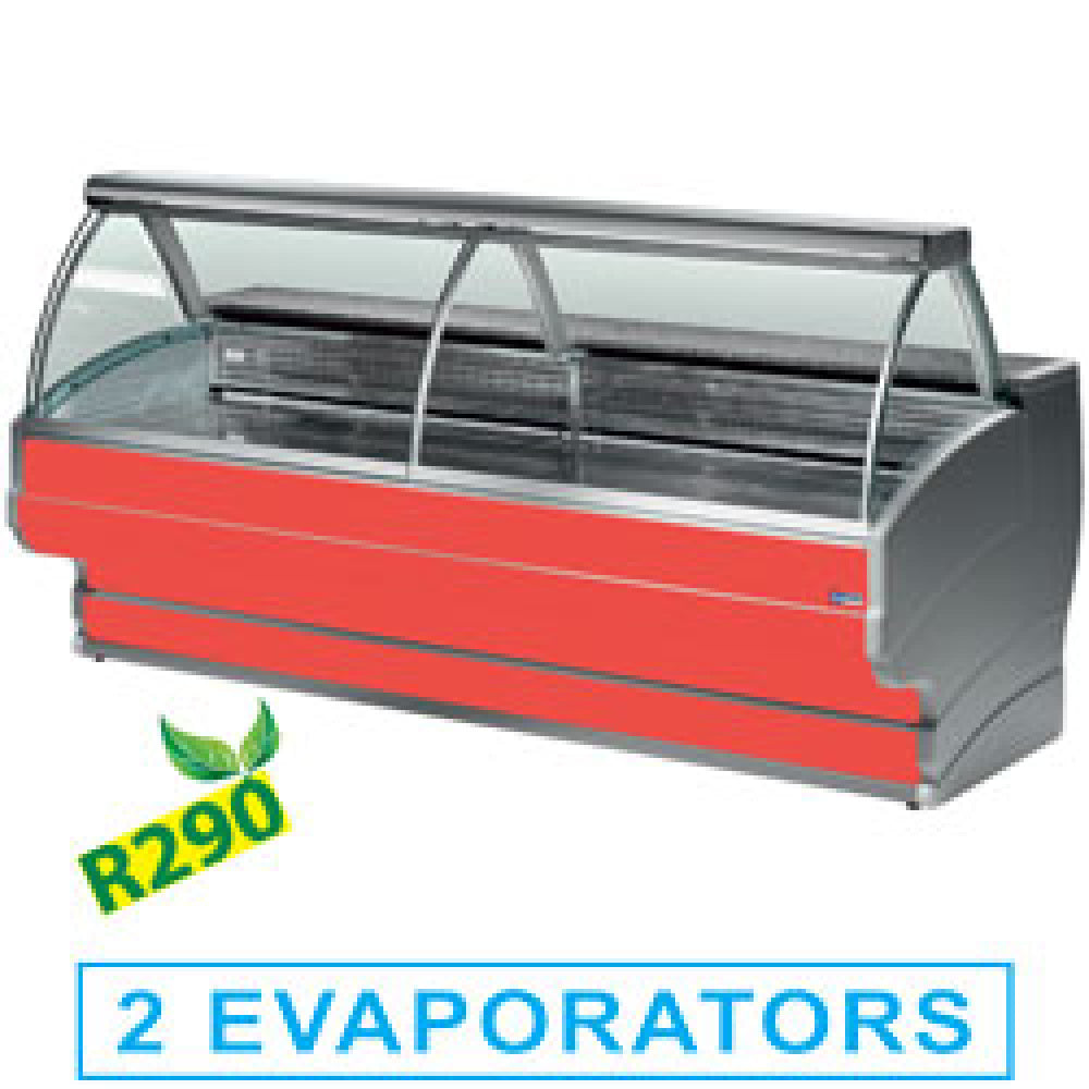 Diamond Refrigerated display counters, curved glass with storage space - TO30/B1-R2