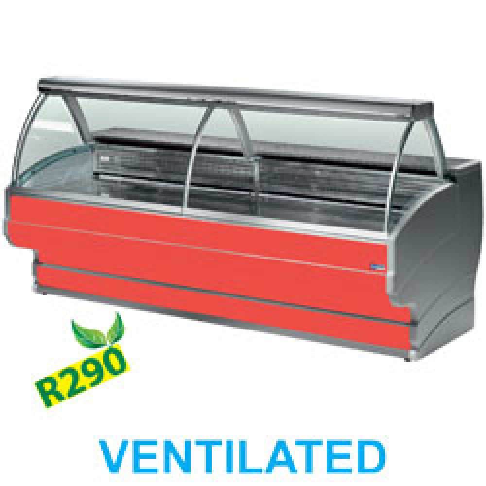 Diamond Refrigerated display counter curved glass, ventilated, with reserve - TO25/B1-VV/R2