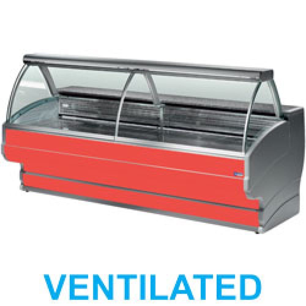 Diamond Refrigerated display counter curved glass, ventilated, with reserve - TO30/B1-VV