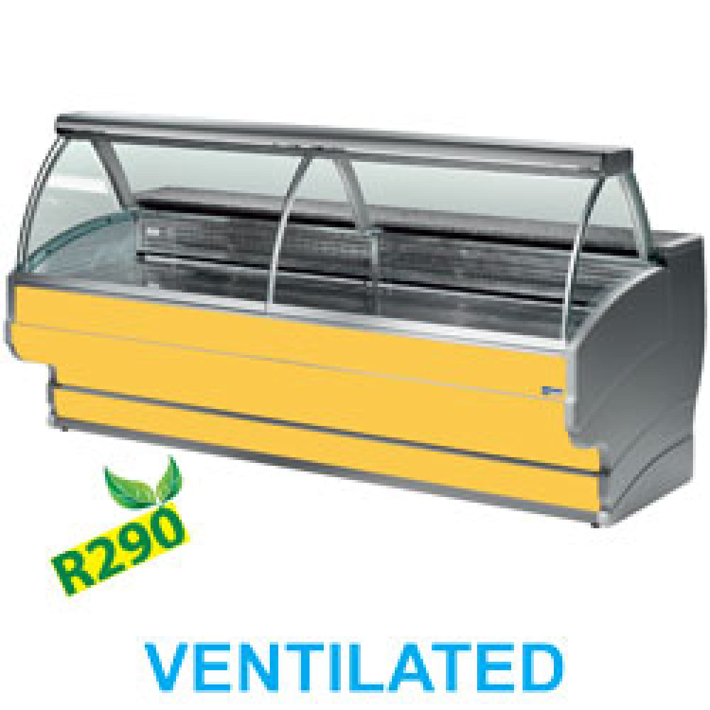 Diamond Refrigerated display counter curved glass, ventilated, with reserve - TO25/C1-VV/R2