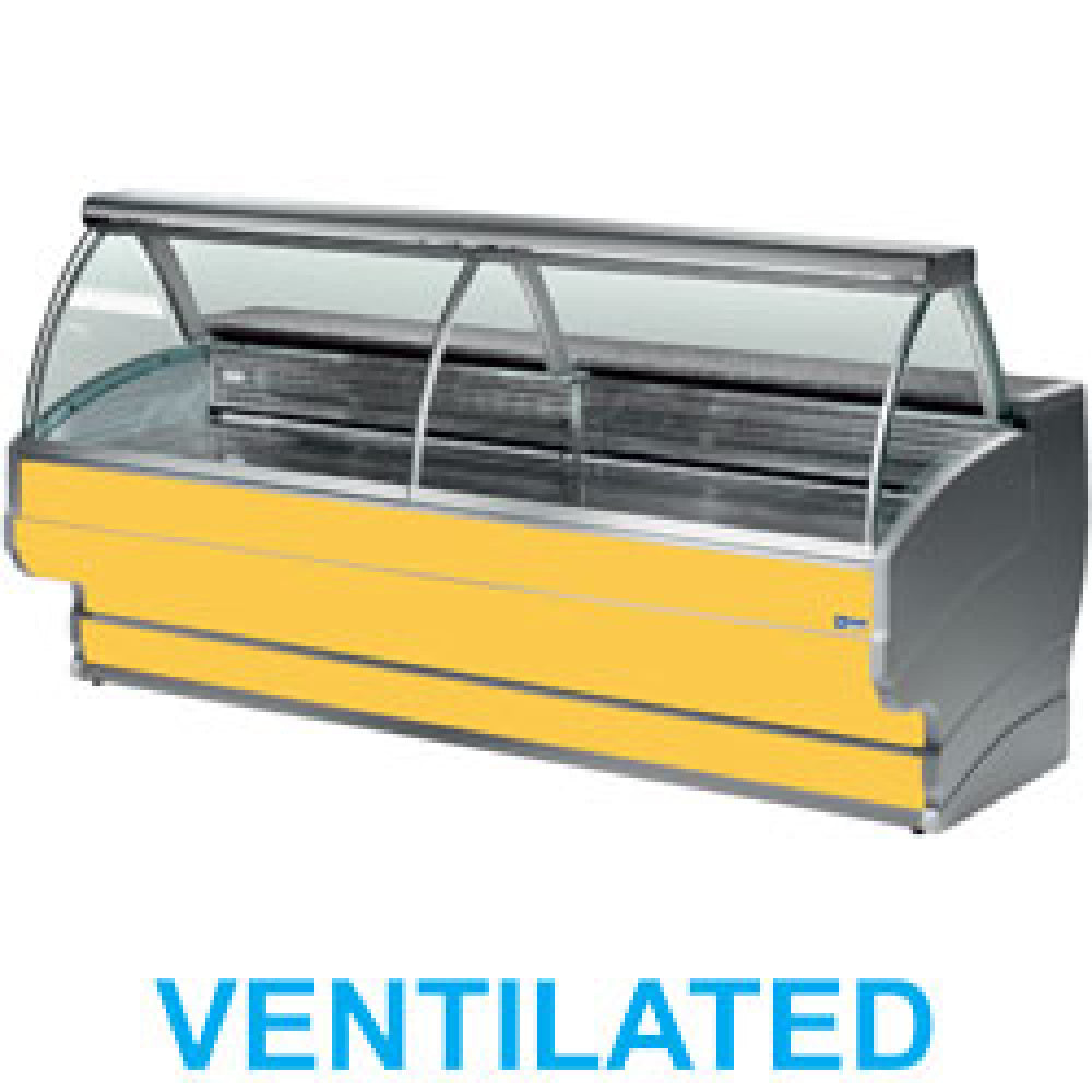 Diamond Refrigerated display counter curved glass, ventilated, with reserve - TO35/C1-VV