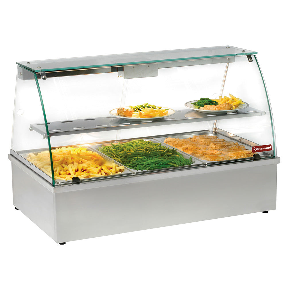 Diamond Hot vitrine, bain-marie 3 GN 1/1, panoramisch - VBE-311