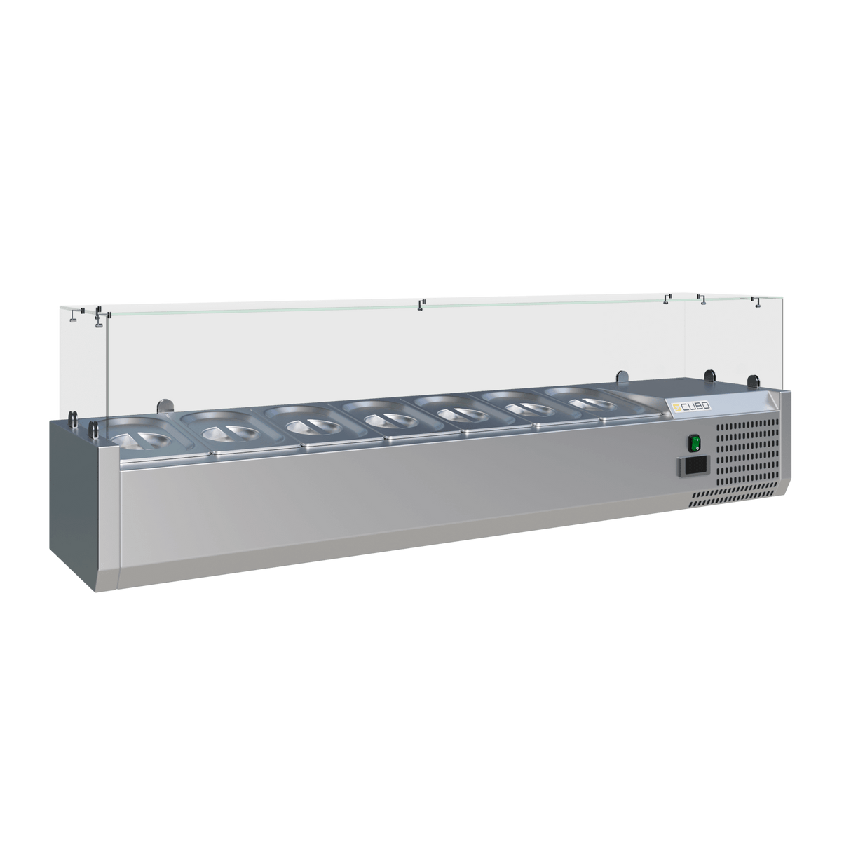 CUBO Refrigerated Display Case - 7x GN 1/4 - 1500x335mm - Countertop - Glass Top - CS-VRX1500/330