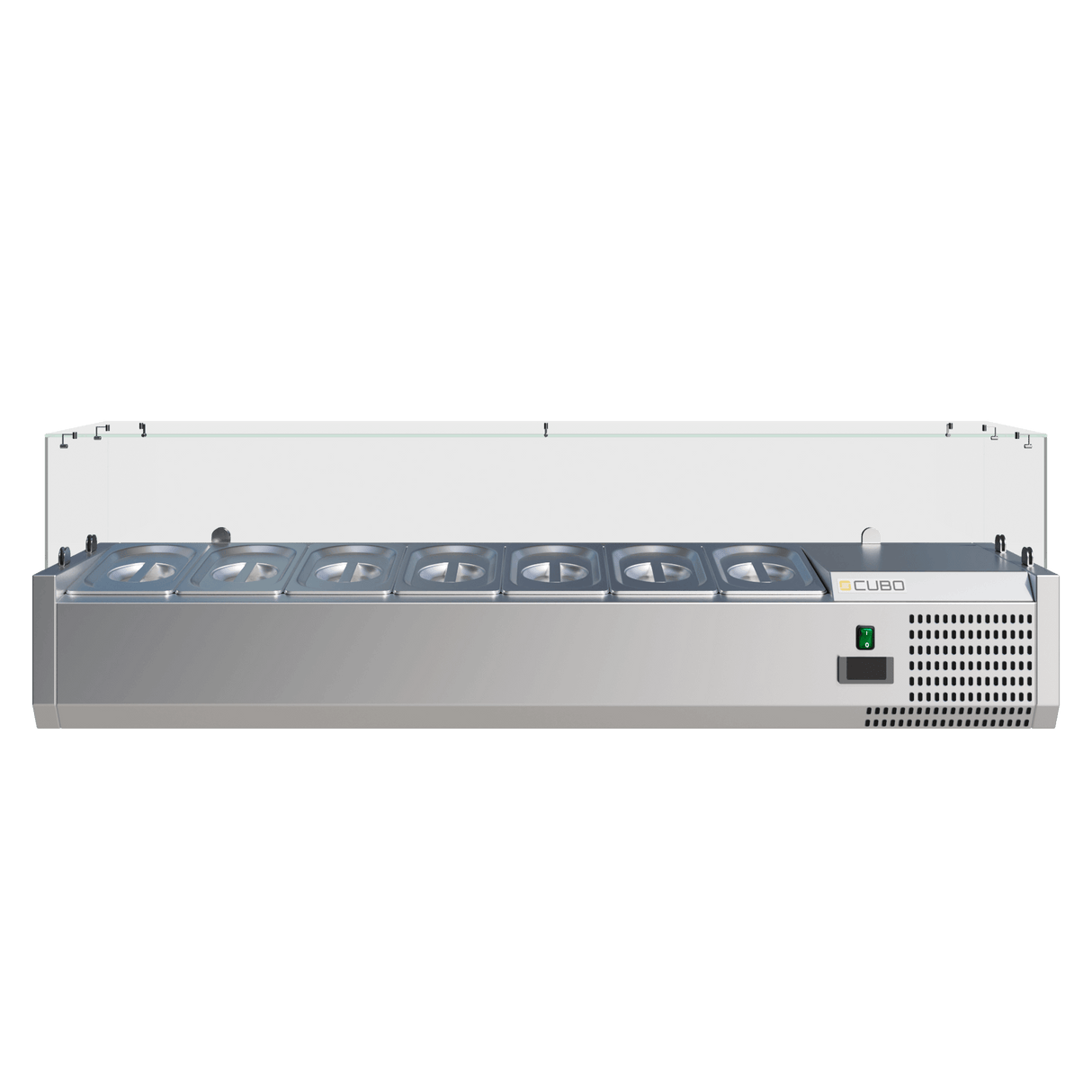 CUBO Refrigerated Display Case - 7x GN 1/4 - 1500x335mm - Countertop - Glass Top - CS-VRX1500/330