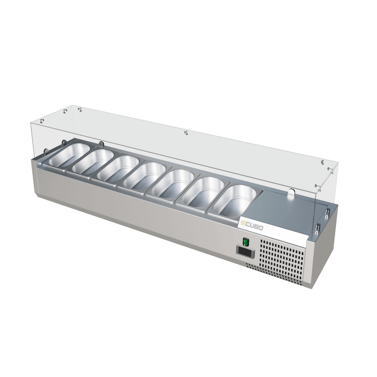 CUBO Refrigerated Display Case - 7x GN 1/4 - 1500x335mm - Countertop - Glass Top - CS-VRX1500/330