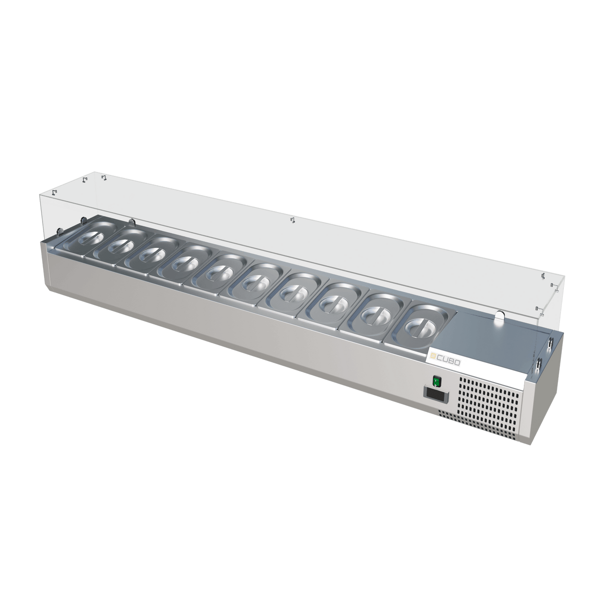 CUBO Refrigerated Display Case - 10x GN 1/4 - 2000x330mm - Countertop - Glass Top - CS-VRX2000/330