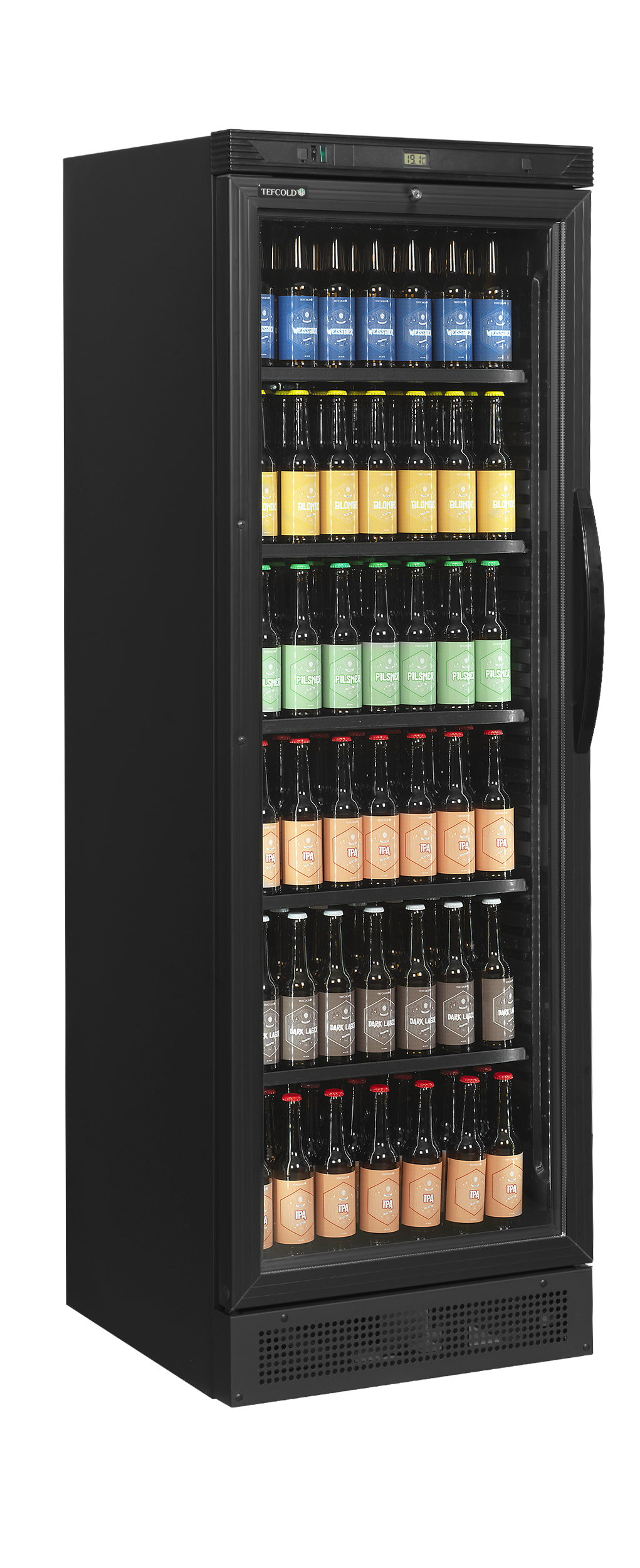 TEFCOLD Schwarzer Flaschenkühler, Linksanschlag - CEV425 BLACK L/H