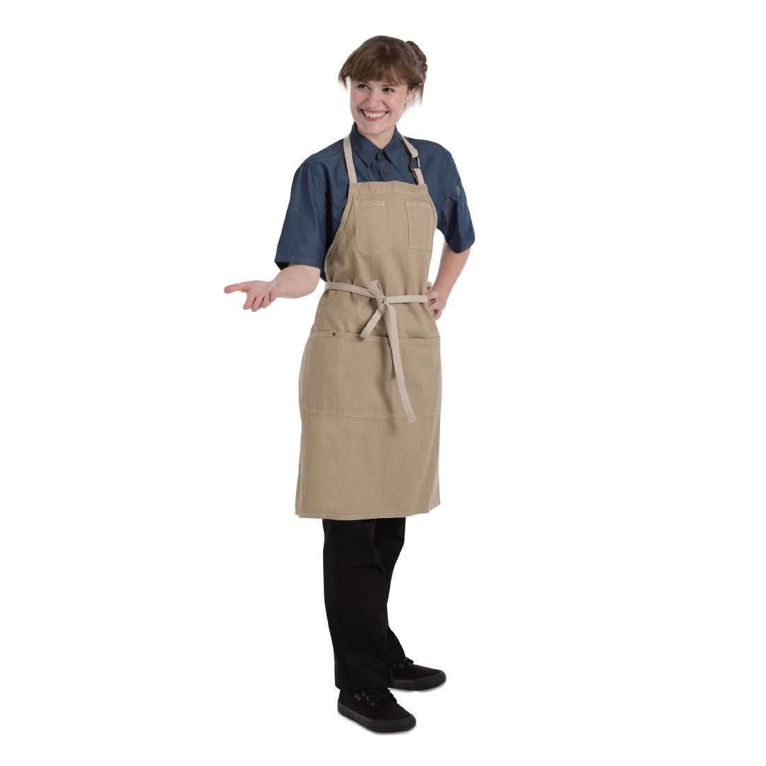 Chef Works Urban Austin Denim Bib Apron Natural - BB007 Kitchen Clothing Chef Works Urban