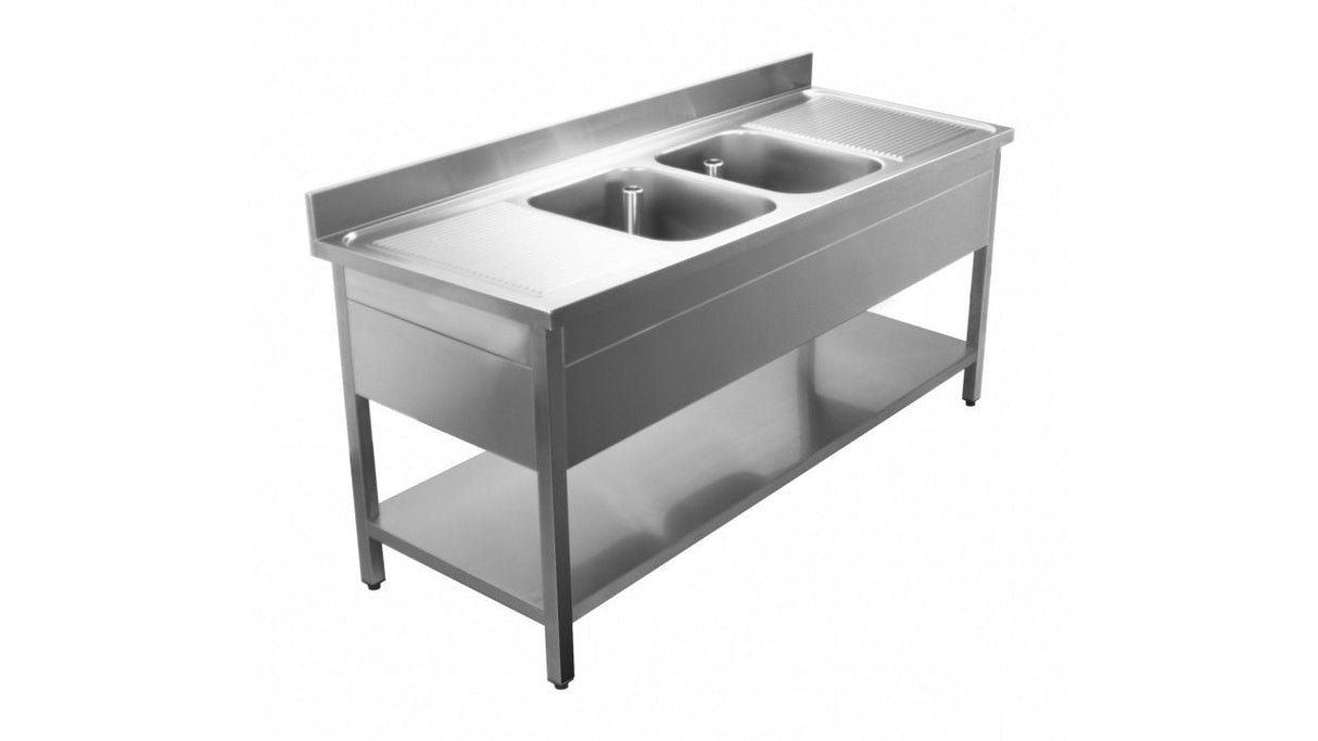 Combisteel 700 Stainless Steel Double Middle Bowl Sink Flat Pack 2000mm Wide - 7452.0455 Double Bowl Sinks Combisteel