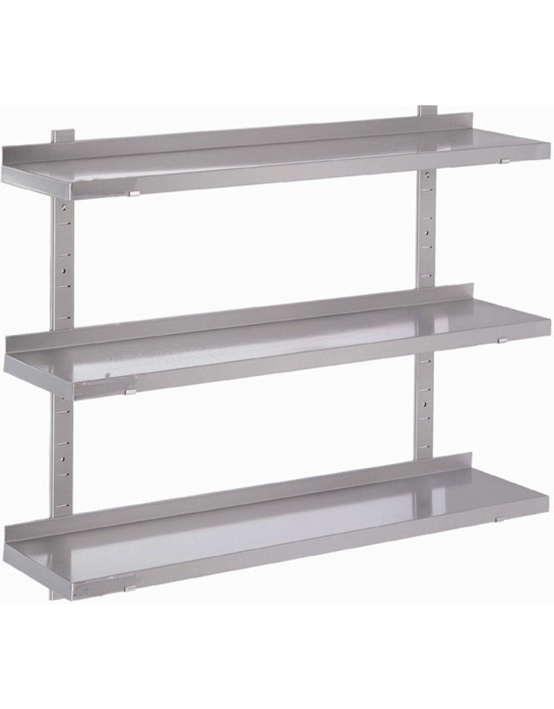 Combisteel Adjustable Stainless Steel Wall Shelving System 300mm Deep & 2 Wall Mounting Brackets - CS-SHELFSYSTEM Adjustable Stainless Steel Wall Shelving Systems Combisteel
