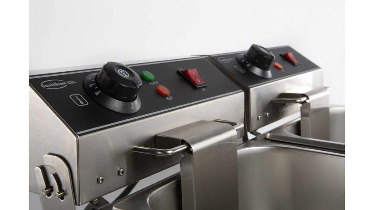 Combisteel Electric Counter Top Fryer Twin Tank 2 x 6 Litre - 7455.1008 Countertop Electric Fryers Combisteel