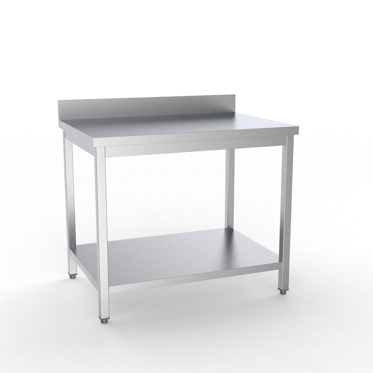 Combisteel Full 430 Stainless Steel 600 Line Worktable With Shelf & Upstand 1400mm Wide - 7333.0096 Stainless Steel Wall Tables Combisteel