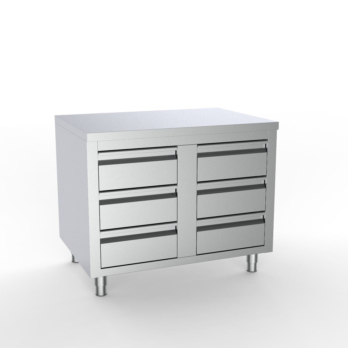 Combisteel Full 430 Stainless Steel Worktable Unit With 6 Drawers 1000mm Wide - 7333.0284 Stainless Steel Worktops With Cupboards Combisteel