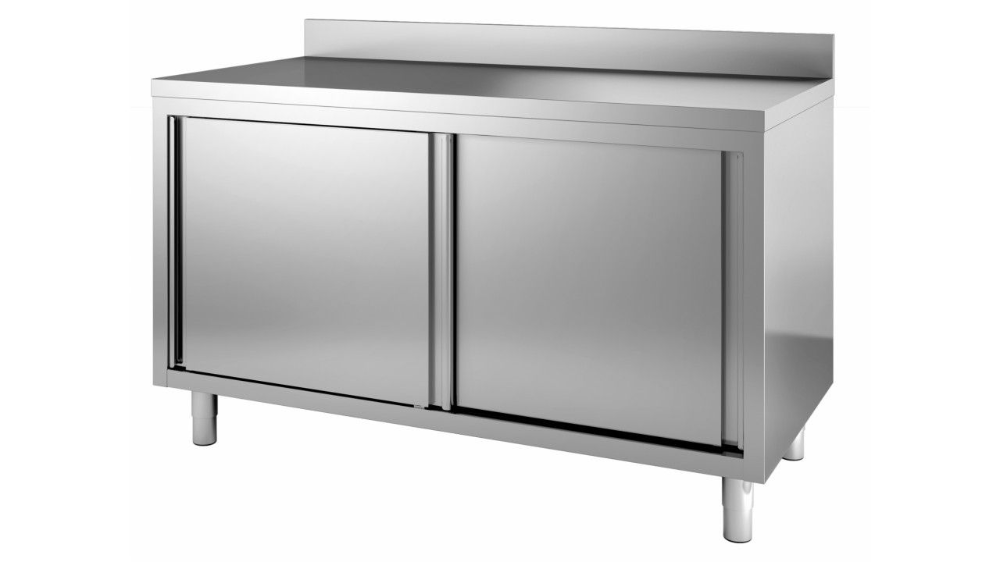 Combisteel Stainless Steel Worktable With Sliding Doors 1200mm - 7452.3080 Stainless Steel Worktops With Cupboards Combisteel