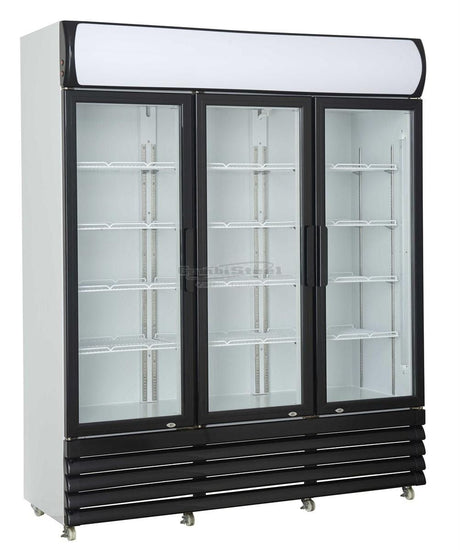 Combisteel Triple Hinged Glass Door Fridge Merchandiser 1065Ltr - 7455.2110 Upright Triple Bottle Coolers Combisteel