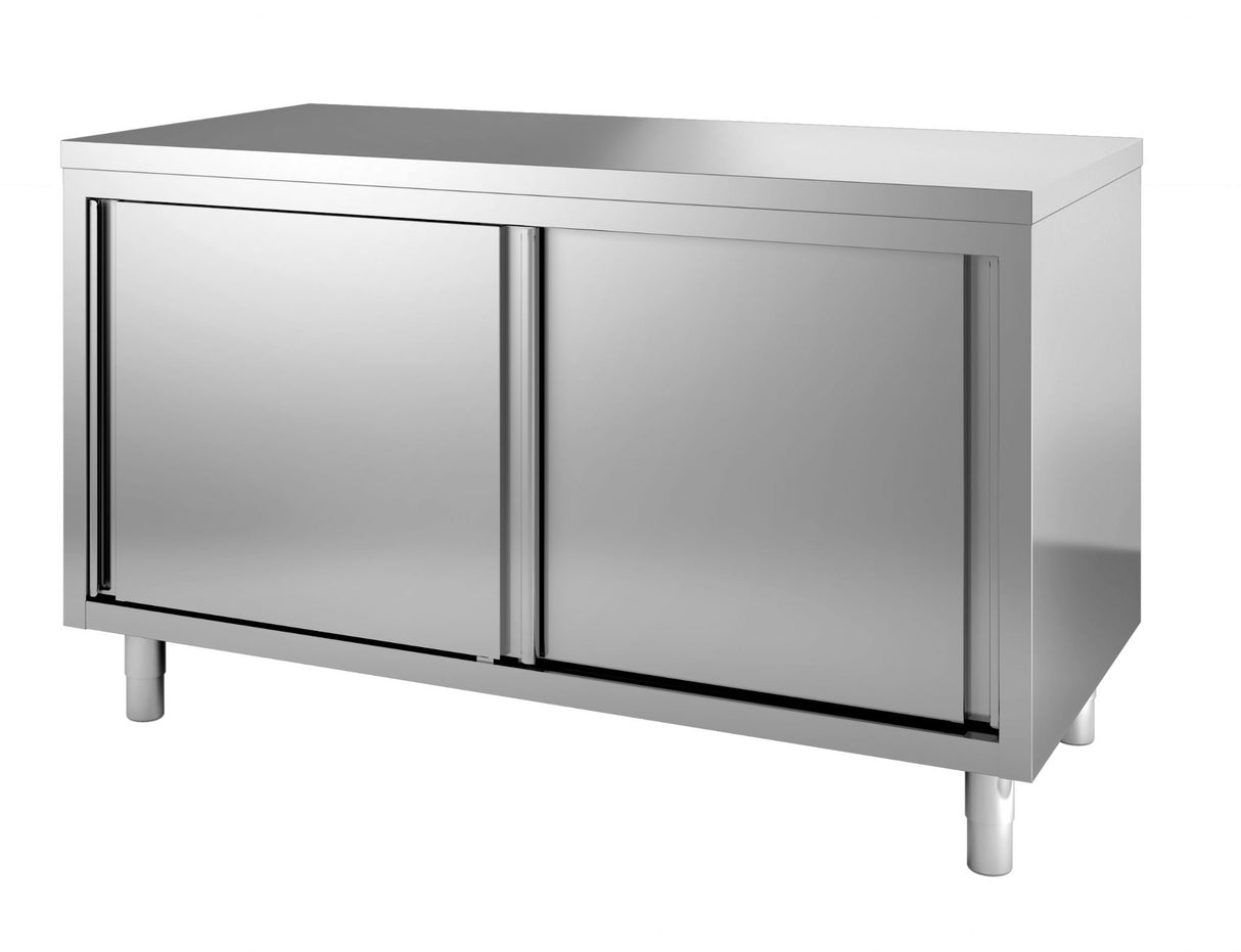 Combisteel Worktable With Sliding Doors 1200mm Wide - 7452.3015 Stainless Steel Worktops With Cupboards Combisteel