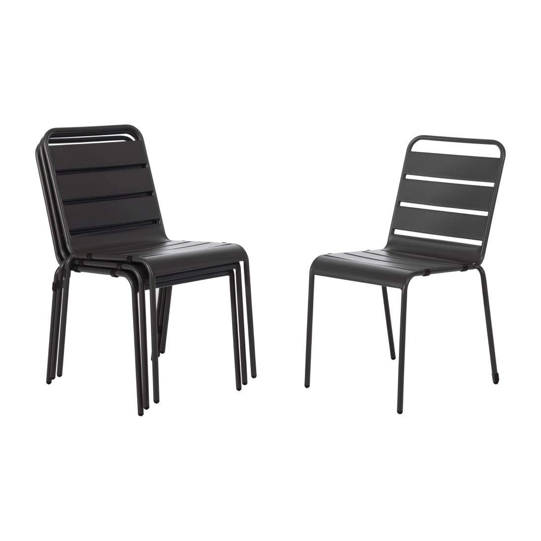 Bolero Amalfi Slatted Steel Side Chairs Grey (Pack of 4) - CS727 Bolero