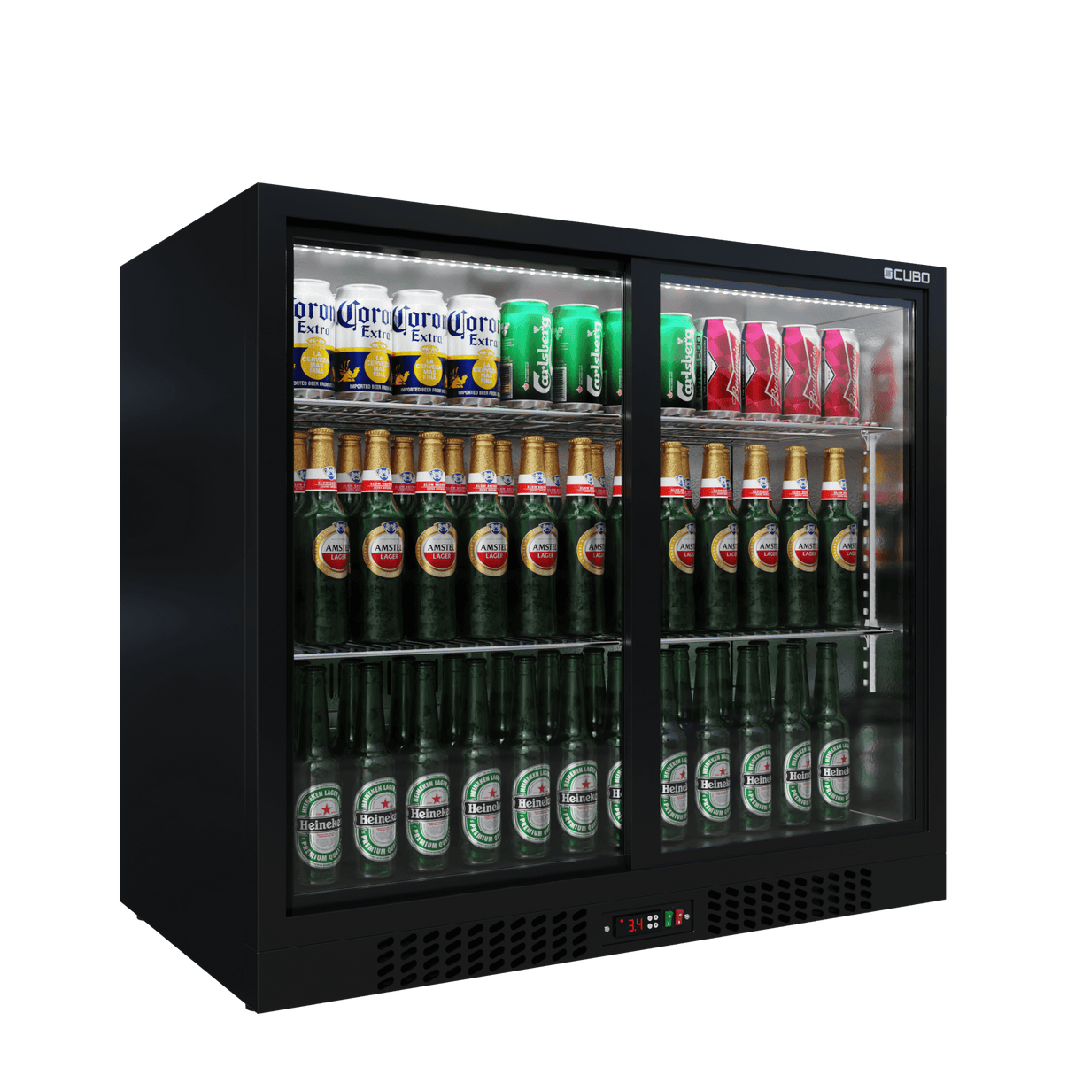 Barkühlschrank 188L - 2 Glasschiebetüren mit niedrigem Profil - Abschließbar - CS-210SC-EE