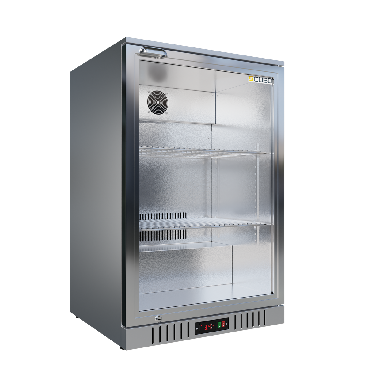Cubo Barkoelkast 133L - 1 Glazen deur RVS - Afsluitbaar met slot - 72 flessen - Energiezuinig - CS-130H-S-EE