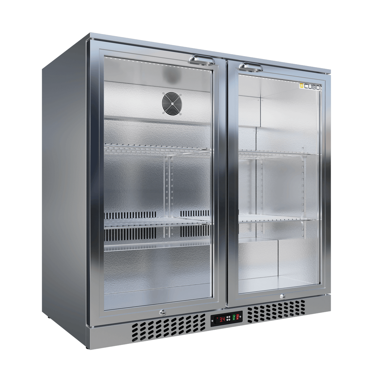 Cubo Barkoelkast 207L - 2 Scharnierende glazen deuren RVS - Afsluitbaar met slot - 195 Flessen - Energiezuinig - CS-210H-S-EE