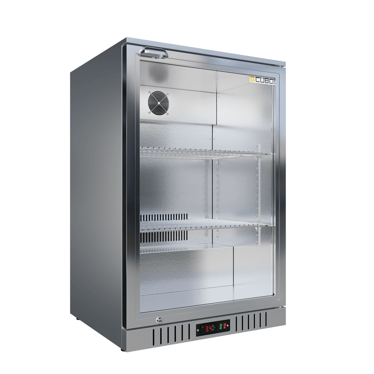 Cubo Barkoelkast 133L - 1 Glazen deur RVS - Afsluitbaar met slot - 72 flessen - Energiezuinig - CS-130H-S-EE