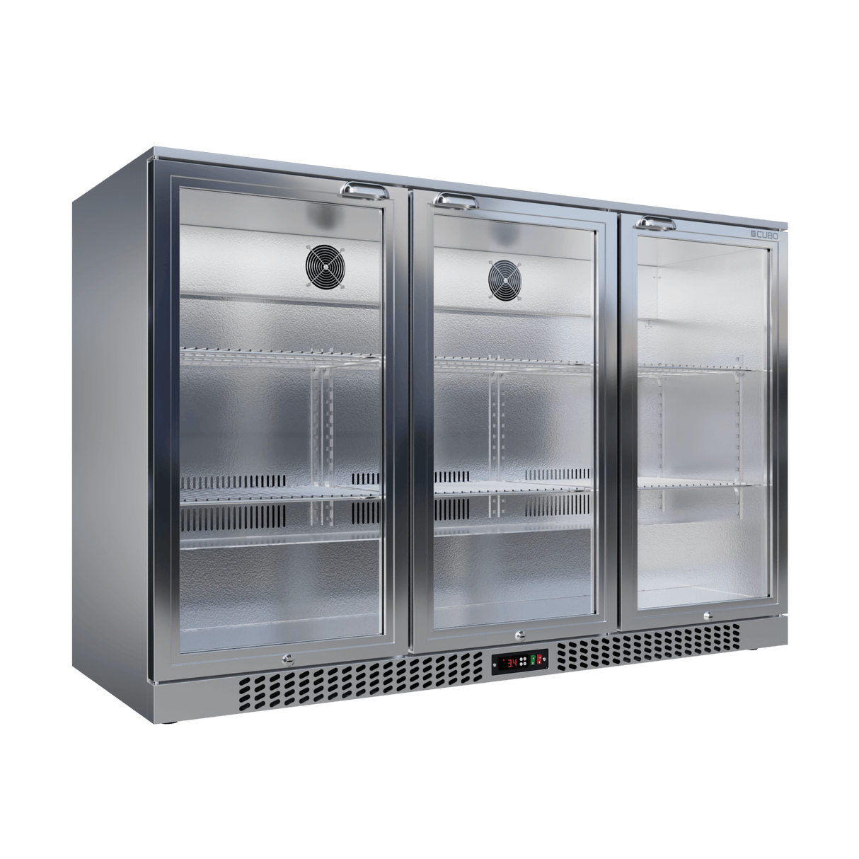 CUBO Bar Fridge 324L - 3 Hinged Glass Doors Stainless Steel - Lockable - 315 Bottles - Energy Efficient - CS-320H-S-EE