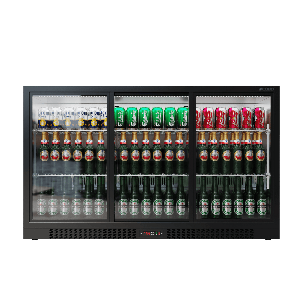 Cubo Barkoelkast 293L - 3 Schuifdeuren van glas met laag profiel - Afsluitbaar - CS-320SC-EE