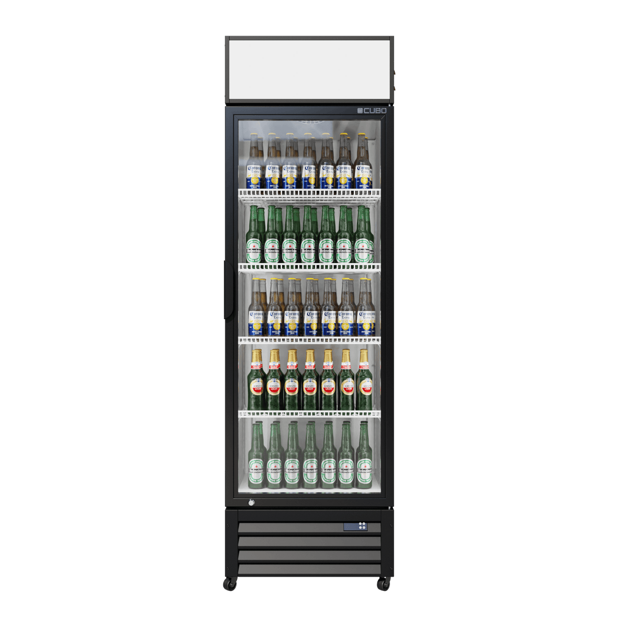 CUBO Display Fridge 335L - 1 Glass Door with Merchandising Canopy - Lockable - Energy Efficient - CS-370W-EE