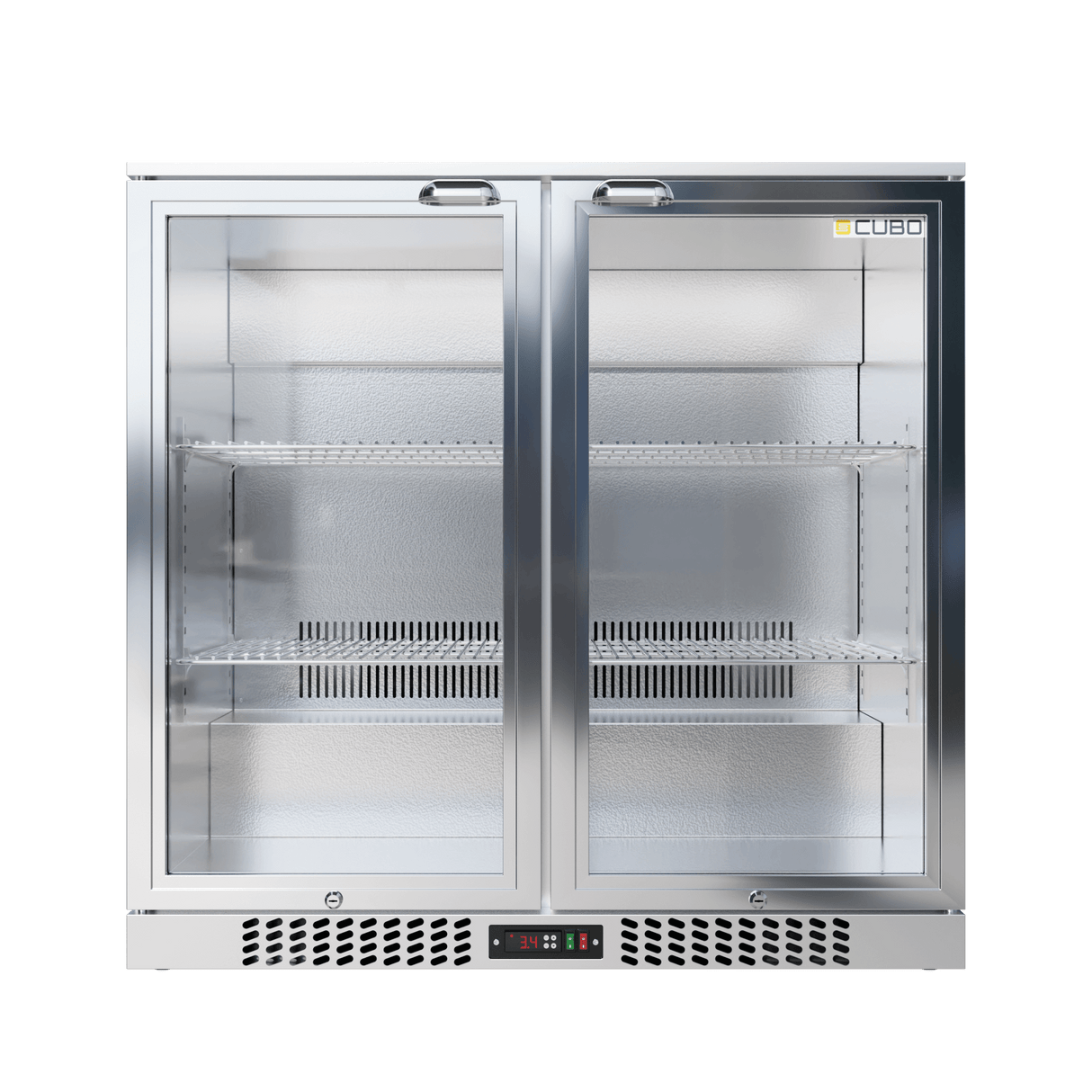 Cubo Barkoelkast 207L - 2 Scharnierende glazen deuren RVS - Afsluitbaar met slot - 195 Flessen - Energiezuinig - CS-210H-S-EE