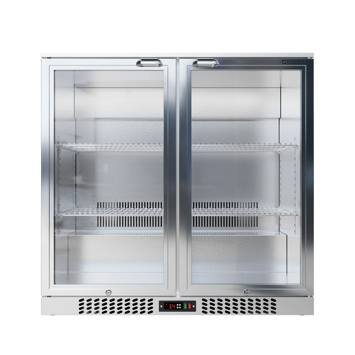 CUBO Bar Fridge 207L - 2 Hinged Glass Doors Stainless Steel - Lockable - 195 bottles - Energy Efficient - CS-210H-S-EE